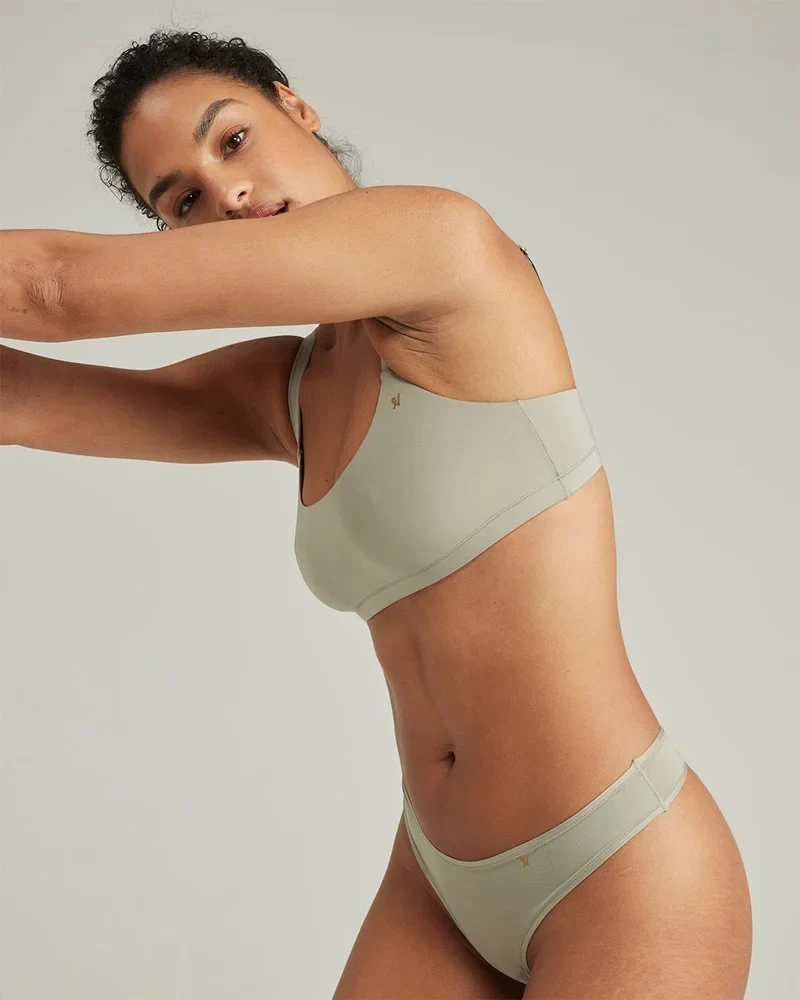 Nudea - Stretch-Bralette mit Rundhalsausschnitt, Salbeigrün