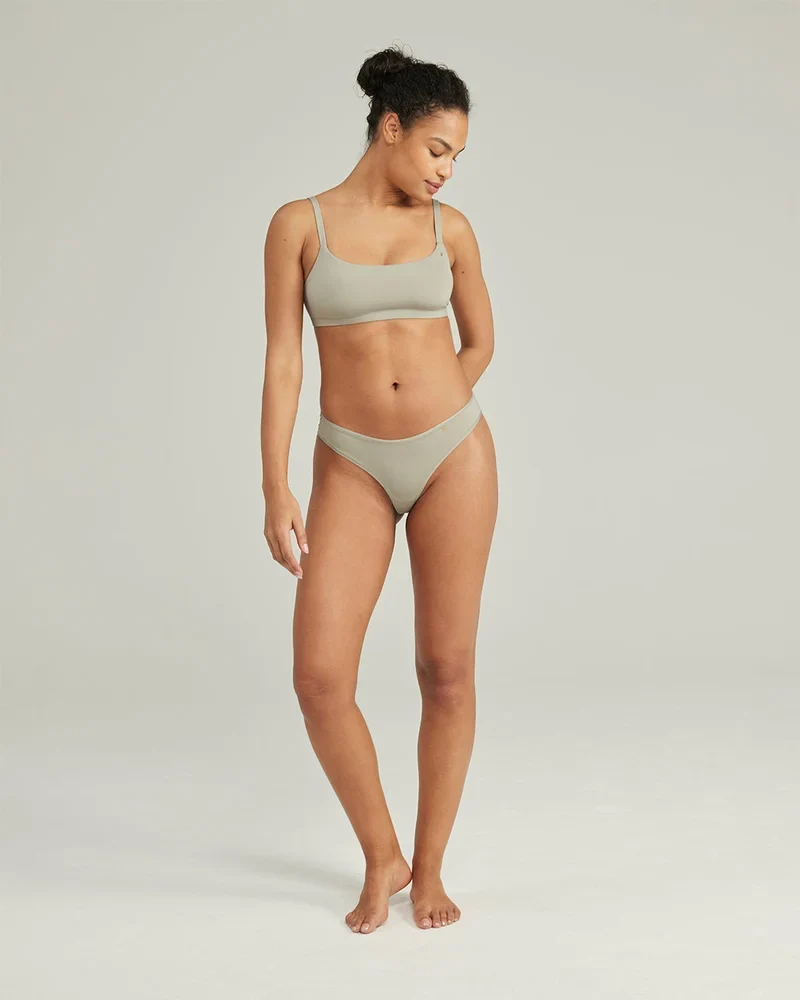 Nudea - Stretch-Bralette mit Rundhalsausschnitt, Salbeigrün