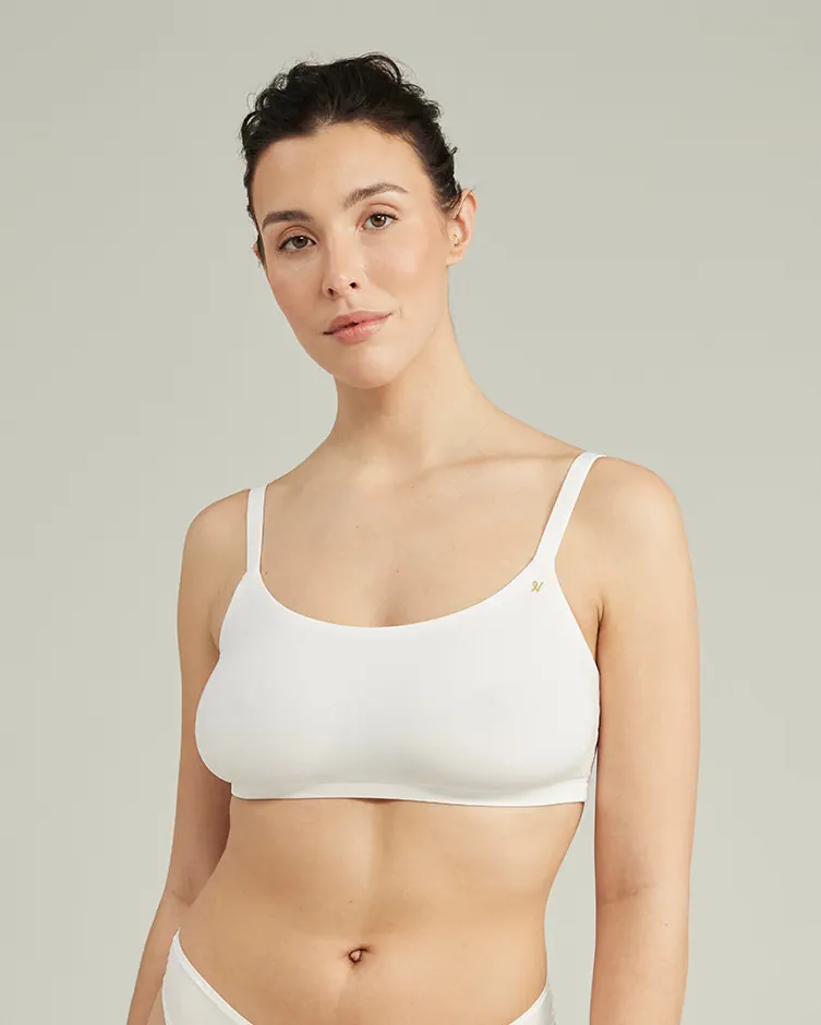 Nudea - Stretch-Bralette mit Rundhalsausschnitt, Weiß