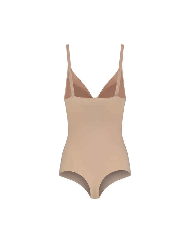ByeBra – Formgebende Unterwäsche (Starker Halt) Formgebender Body, gepolstert, ohne Bügel, Beige