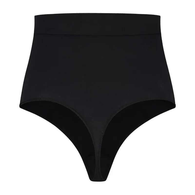 ByeBra – Nahtlose Shapewear (Starker Halt) Soft Touch String mit mittelhohem Bund, Schwarz