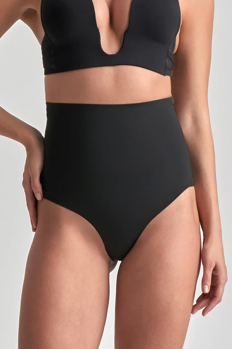 ByeBra – Taillenformende Shapewear (Extra starker Halt) Taillenformender High-Waist-Tanga Schwarz