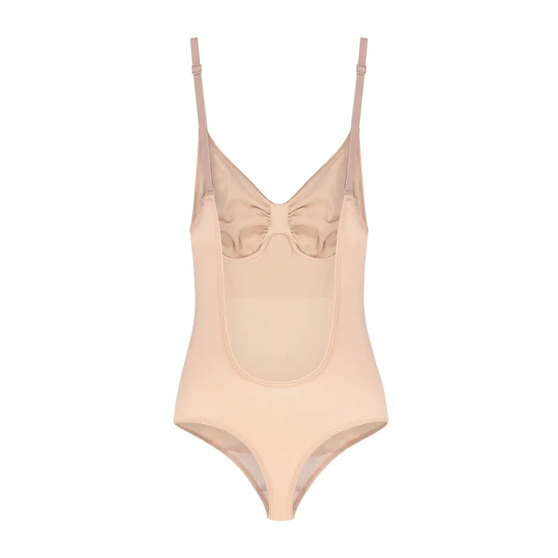 ByeBra – Nahtlose Shapewear (Starker Halt) Soft-Touch-Body mit tiefem Rückenausschnitt, Beige