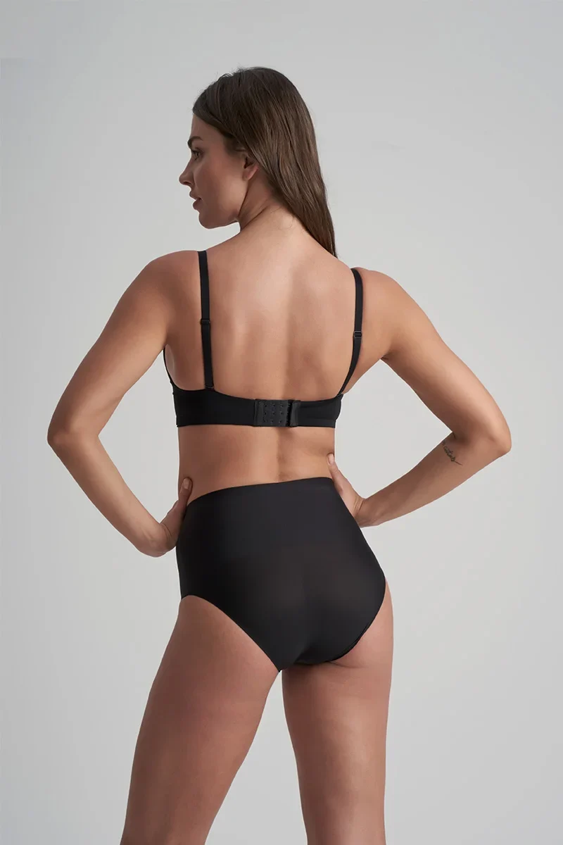 ByeBra – Taillenformende Unterwäsche (Extra starker Halt) Taillenformender Slip mit mittelhohem Bund, Schwarz