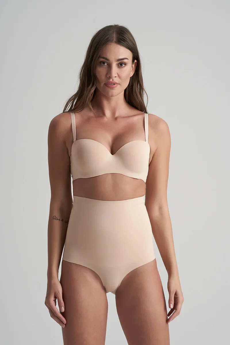 ByeBra – Taillenformende Unterwäsche (Extra starker Halt), Taillenformender High-Waist-Slip, Beige