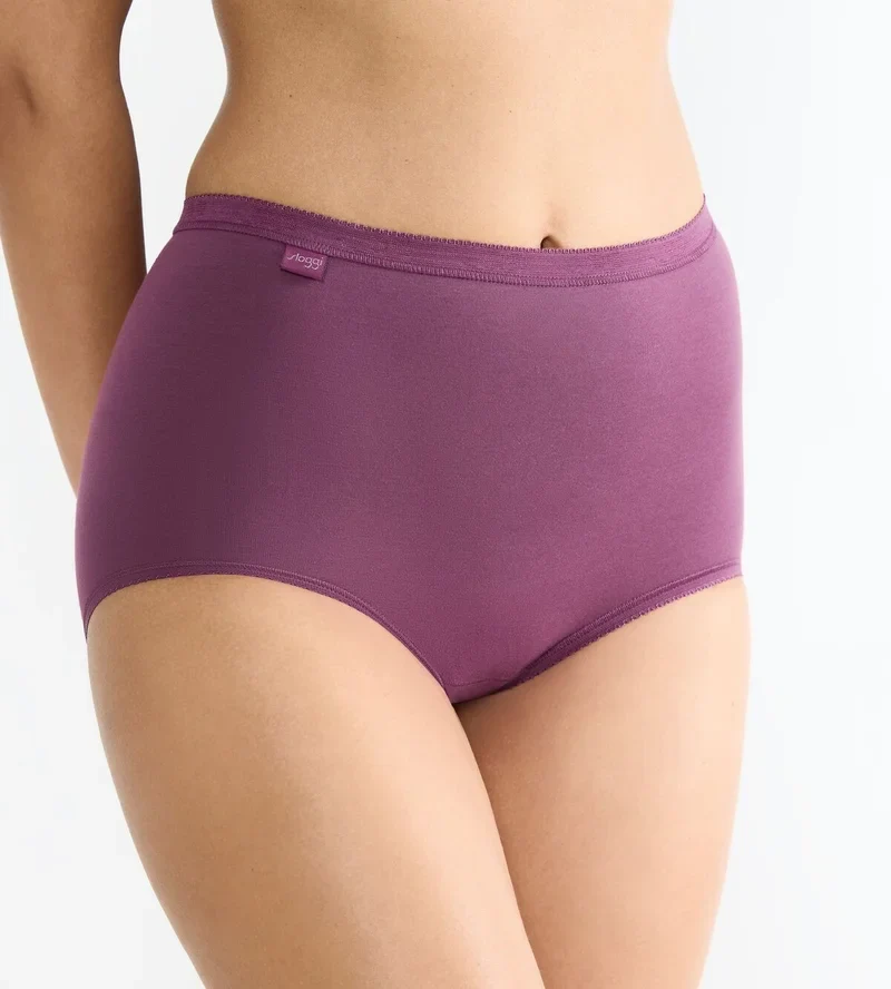 Sloggi – Basic Plus High Waist Slip, 3er-Pack, Lila & Rosa