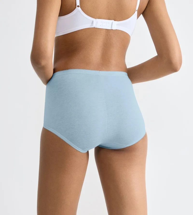 Sloggi – Basic Plus High Waist Slip, 3er-Pack, Blau & Weiß