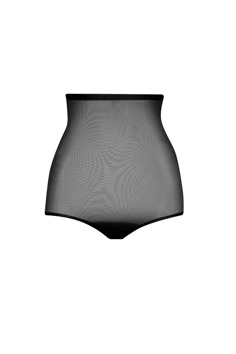 ByeBra – Formgebender Tüll-Shapewear-Slip mit mittlerem Halt und hohem Bund, Schwarz