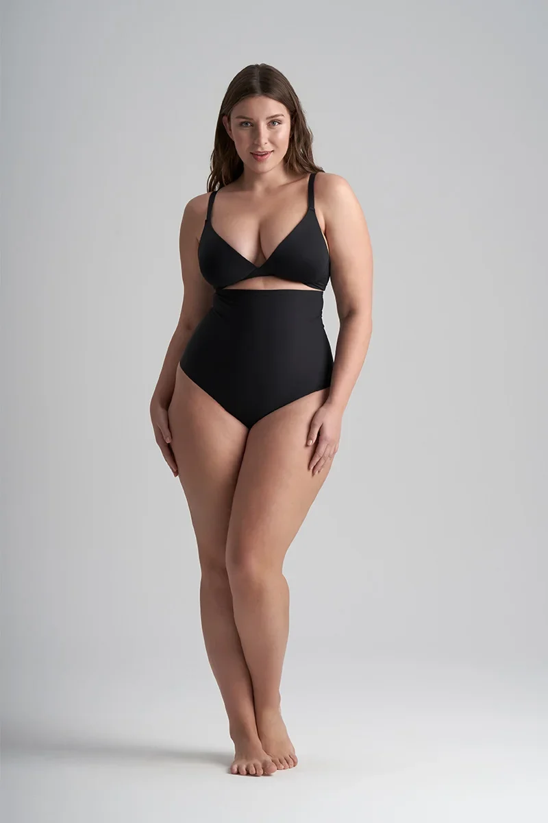 ByeBra – Formgebende Unterwäsche (Starker Halt) Formgebender High-Waist-Tanga Schwarz