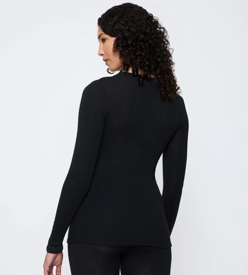 Triumph - Beauty Layers Langarmshirt aus Wolle, Schwarz
