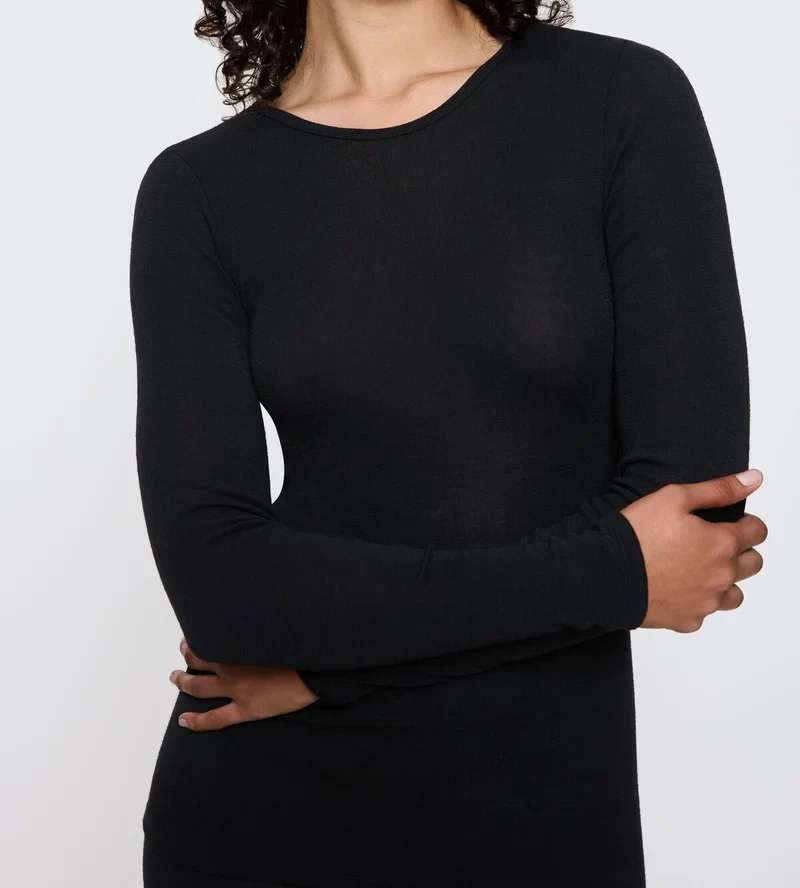 Triumph - Beauty Layers Langarmshirt aus Wolle, Schwarz
