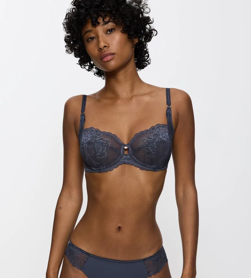 Triumph – Wild Peony Florale 4-teiliger Spacer-BH, Kieselgrau