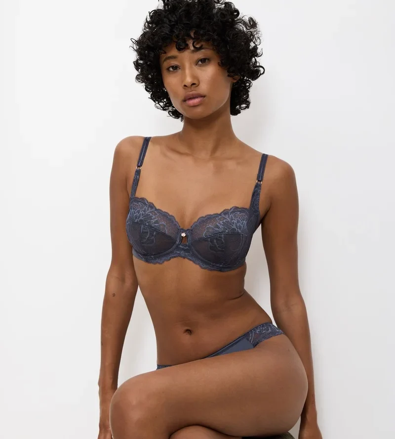 Triumph – Wild Peony Florale 4-teiliger Spacer-BH, Kieselgrau