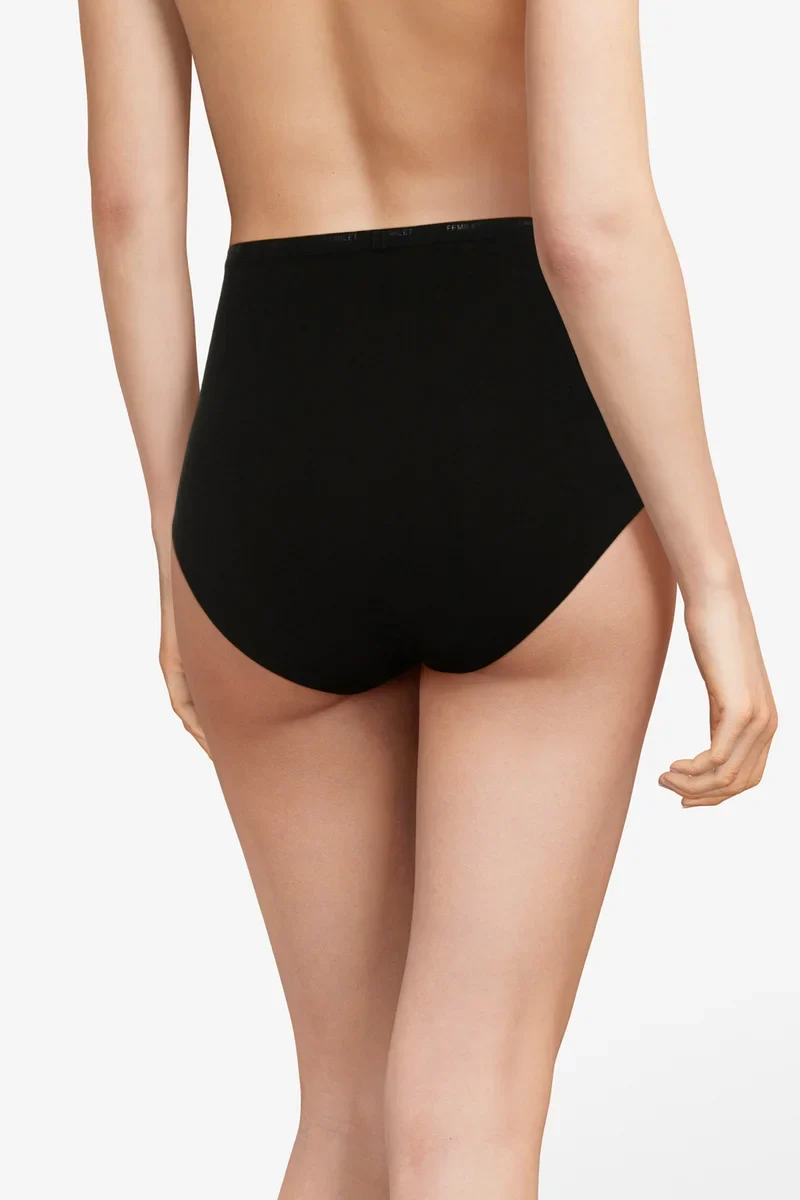 Femilet - Basic Cotton High Waist Slip Schwarz