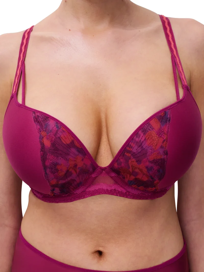 Chantelle – Lily Extra Push-Up-BH, Dunkelfuchsia, Multico