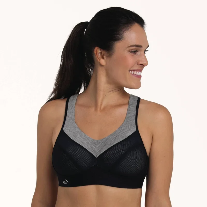 Anita Active - Panalp Wool Sport-BH Schwarz/Melange