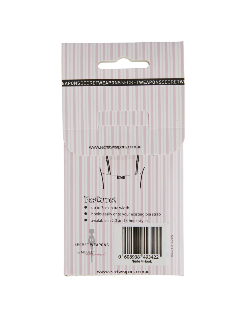 Secret Weapons - Bra Bits 3er-Pack BH-Verlängerungen 4 Haken Schwarz, Hautfarben & Weiß