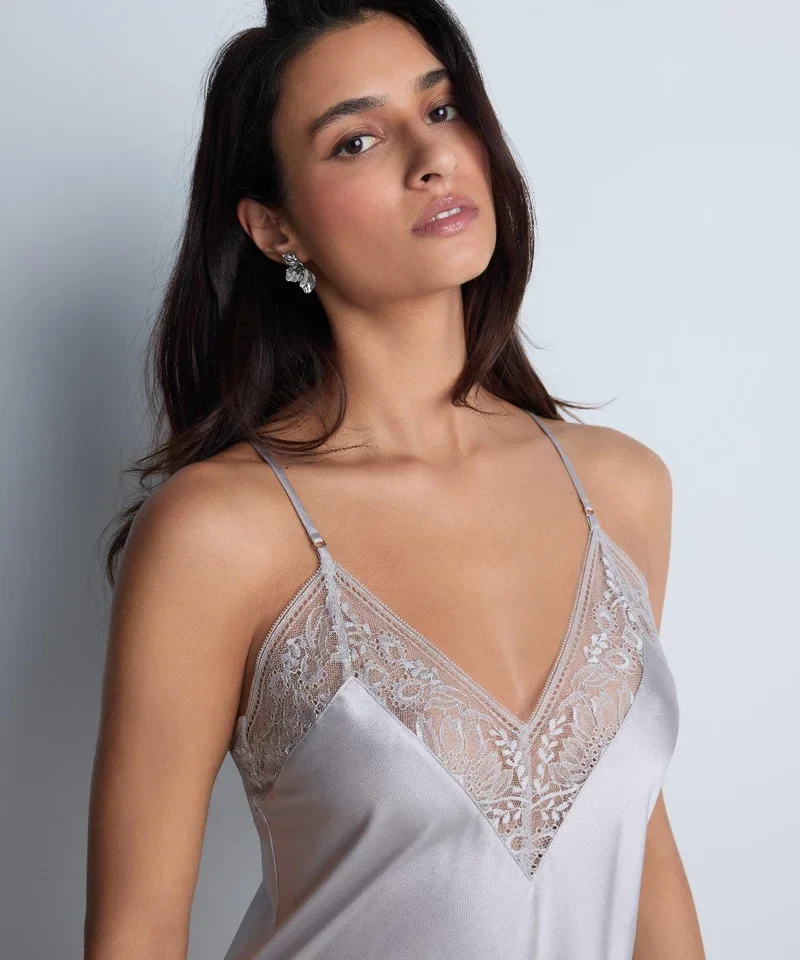 Aubade - Midnight Whisper Langes Nachthemd Cosmos Silver