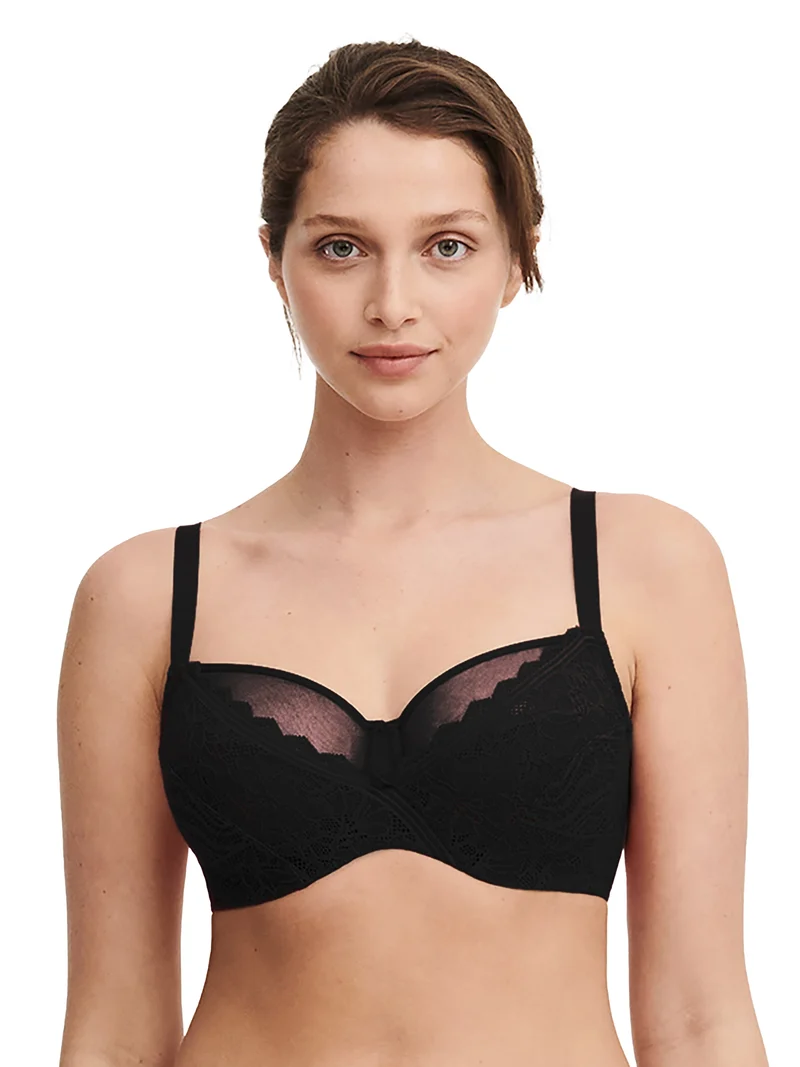 Chantelle Easyfeel – Floral Touch – Stark bedeckender Bügel-BH in Schwarz