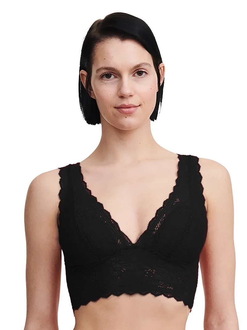 Chantelle Easyfeel – Bügelloser Triangel-BH aus Schaumstoff mit floralem Touch in Schwarz