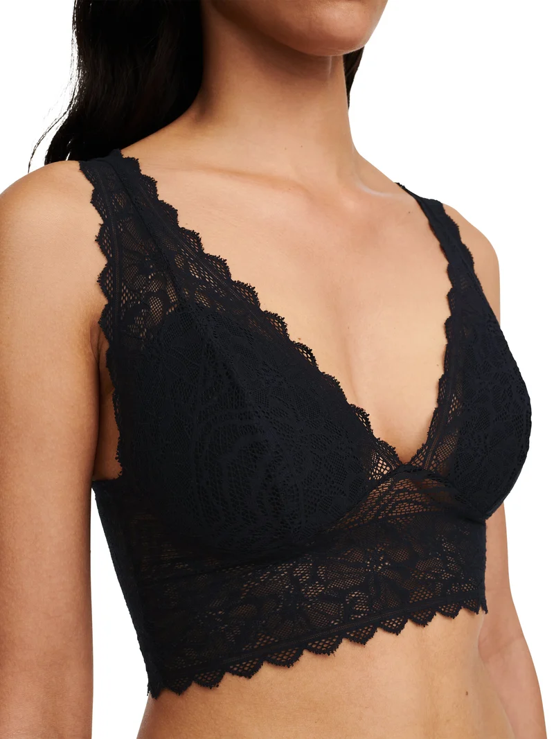 Chantelle Easyfeel – Bügelloser Triangel-BH aus Schaumstoff mit floralem Touch in Schwarz