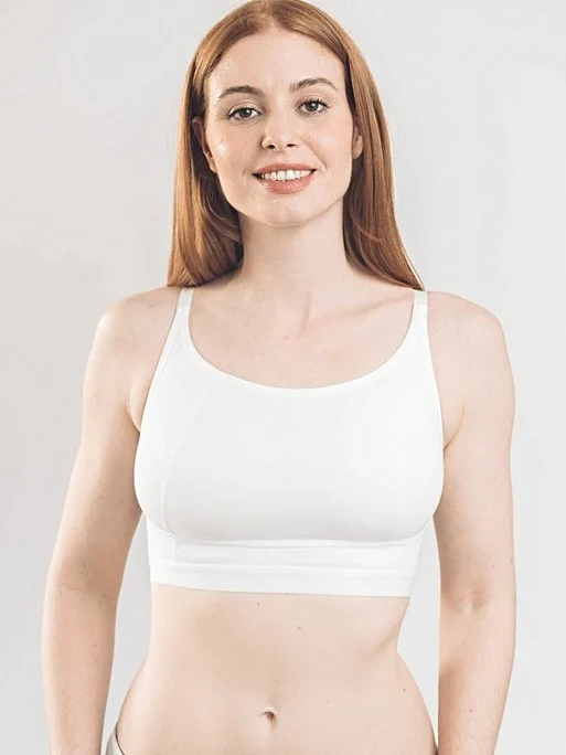 Royce – Lola ungepolstertes Crop-Top, Pfirsich/Weiß