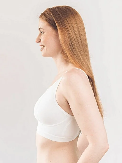 Royce – Lola ungepolstertes Crop-Top, Pfirsich/Weiß