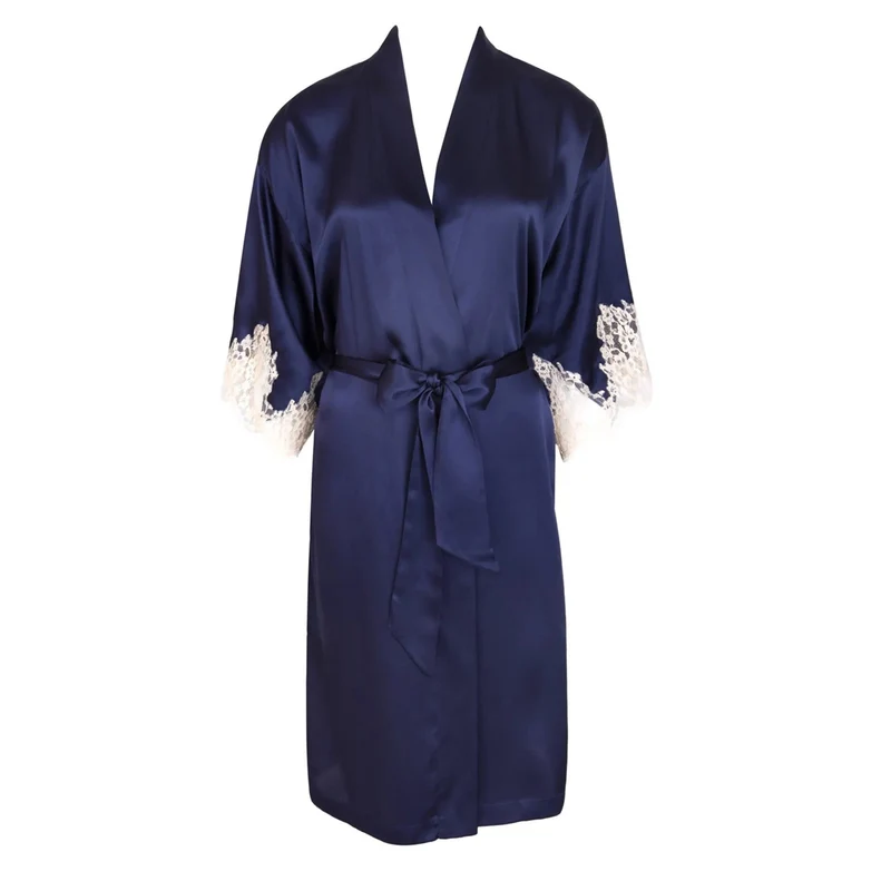 Lise Charmel - Splendeur Soie mittellanges Negligé-Kleid Marine
